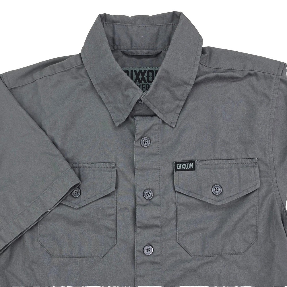Dixxon Workforce Work Shirt Mens XS Gray D-Tech Short Sleeve Button Up Mechanic